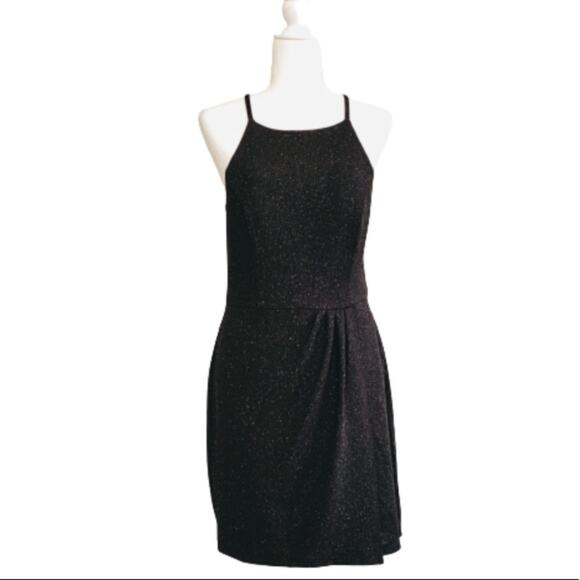 Speechless Dress Black Silver Sparkle Lace Back Halter Cocktail Size 13 - Picture 1 of 12